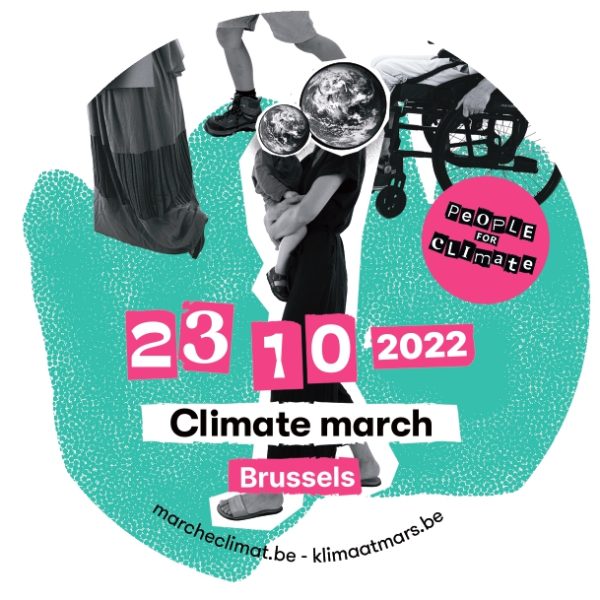 ClimateMarch 10cm sticker FR NL page 0001 600x600 1 - : Défendons le climat le 23 octobre prochain !